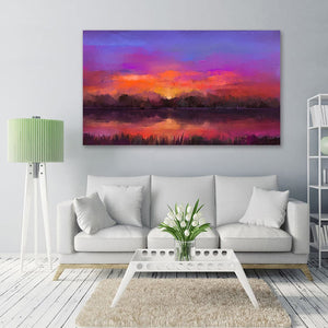 Pine Stretched  Framed 1 Panel - Semi abstract - Sunset