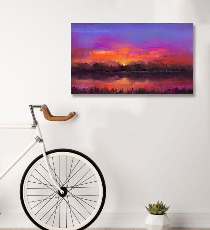 Pine Stretched  Framed 1 Panel - Semi abstract - Sunset
