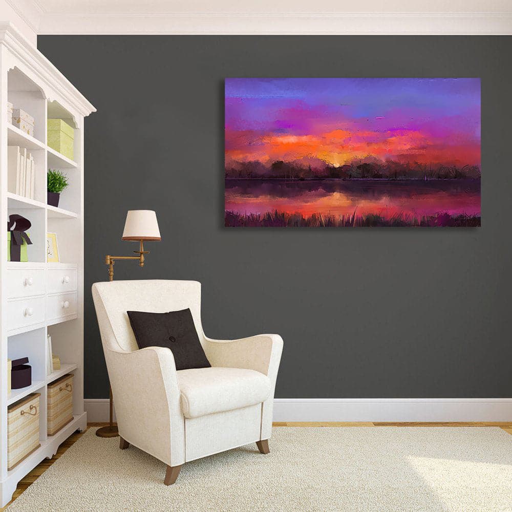 Pine Stretched  Framed 1 Panel - Semi abstract - Sunset
