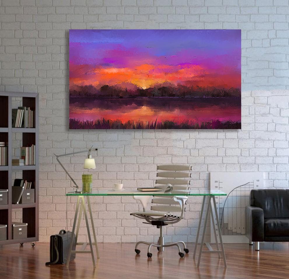 Pine Stretched  Framed 1 Panel - Semi abstract - Sunset