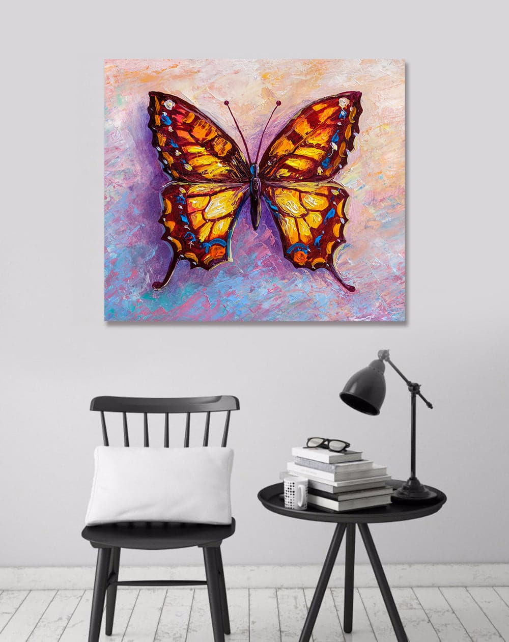 Pine Stretched  Framed 1 Panel - Butterfly