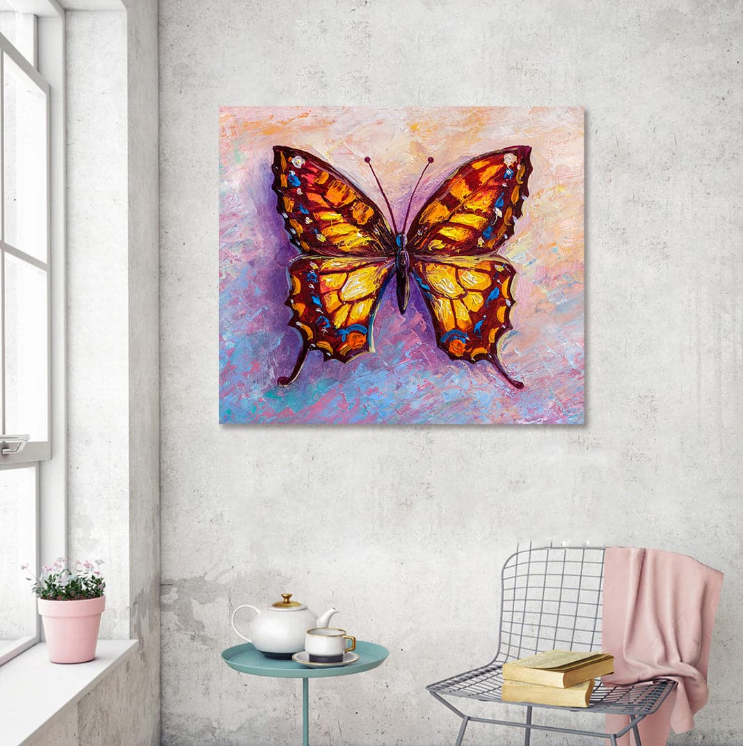 Pine Stretched  Framed 1 Panel - Butterfly