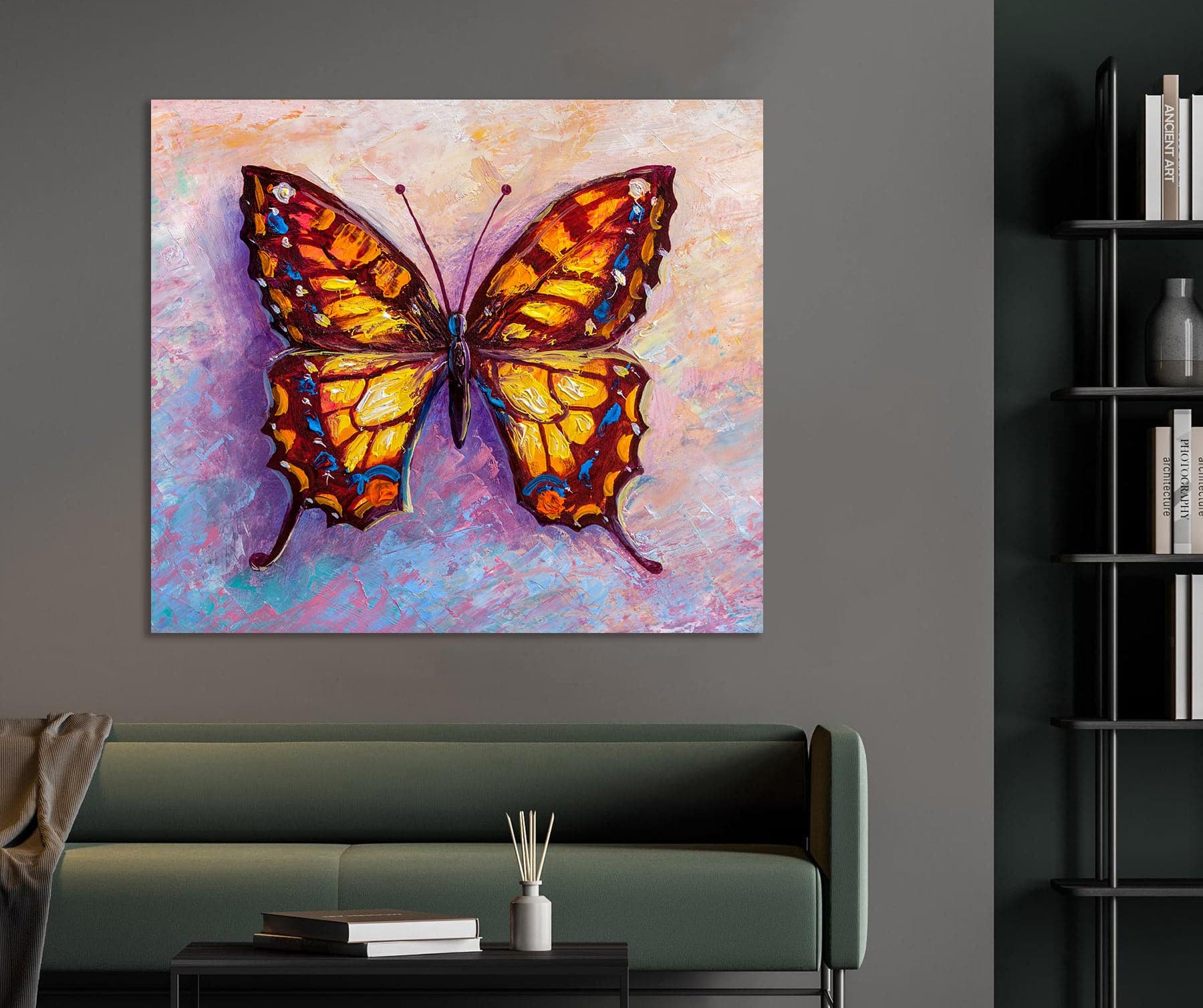 Pine Stretched  Framed 1 Panel - Butterfly
