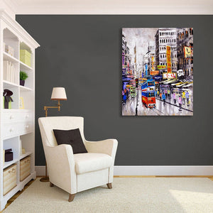 Pine Stretched  Framed 1 Panel - Street View of Hong Kong