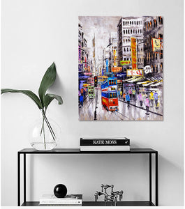 Pine Stretched  Framed 1 Panel - Street View of Hong Kong
