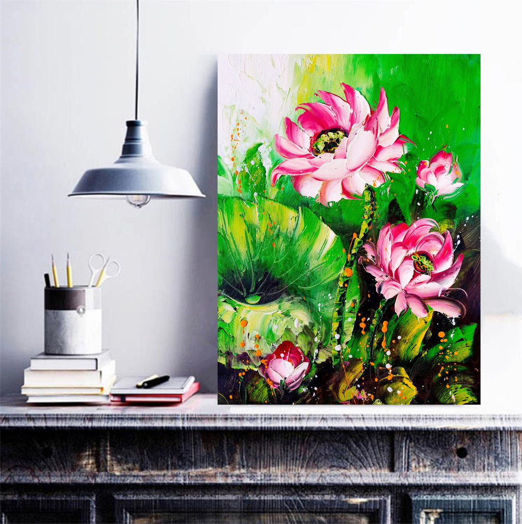 Pine Stretched  Framed 1 Panel - Lotus