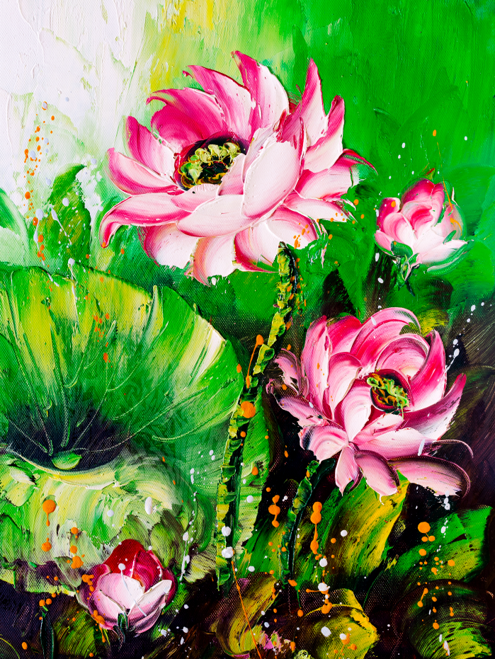 Pine Stretched  Framed 1 Panel - Lotus