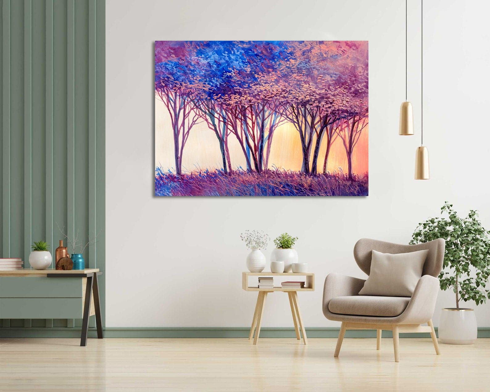 Pine Stretched  Framed 1 Panel - Colorful Trees