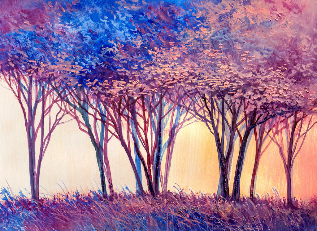 Pine Stretched  Framed 1 Panel - Colorful Trees