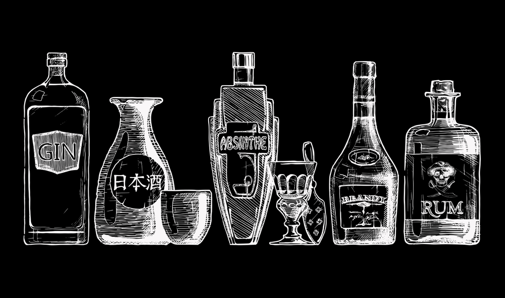Framed 1 Panel - Bottles of alcohol