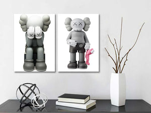 Pine Stretched  Framed 2 Panels - Kaws