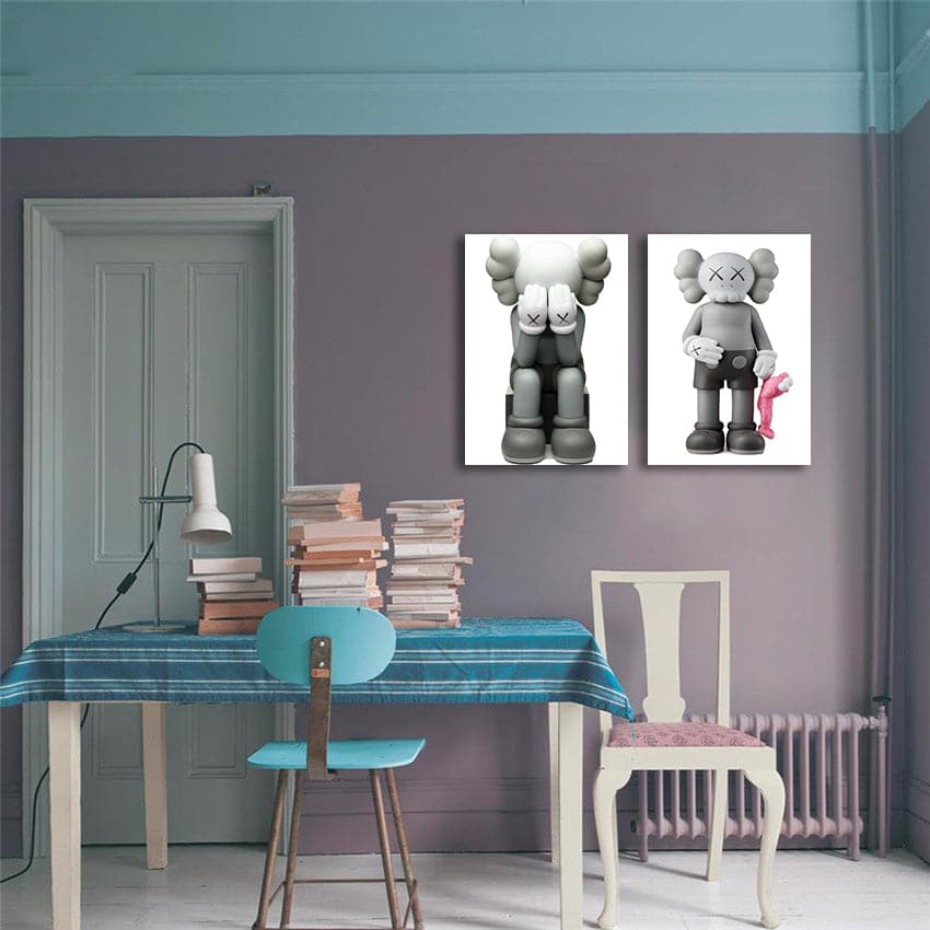 Pine Stretched  Framed 2 Panels - Kaws