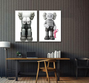Pine Stretched  Framed 2 Panels - Kaws