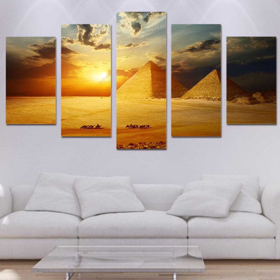 Framed 5 Panels - Egypt Pyramid