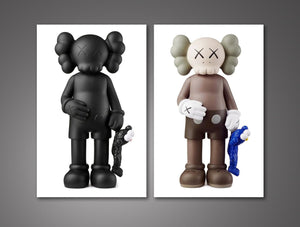 Pine Stretched  Framed 2 Panels - Kaws
