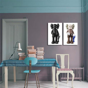 Pine Stretched  Framed 2 Panels - Kaws