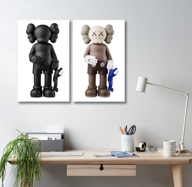 Pine Stretched  Framed 2 Panels - Kaws