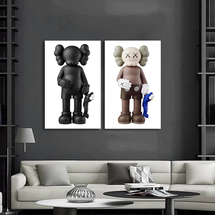 Pine Stretched  Framed 2 Panels - Kaws