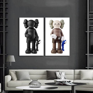 Pine Stretched  Framed 2 Panels - Kaws