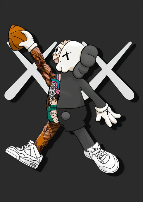 Pine Stretched  Framed 1 Panel - Kaws
