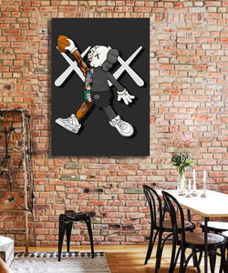 Pine Stretched  Framed 1 Panel - Kaws
