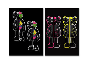 Pine Stretched  Framed 2 Panels - Kaws