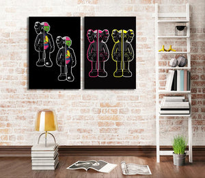 Pine Stretched  Framed 2 Panels - Kaws