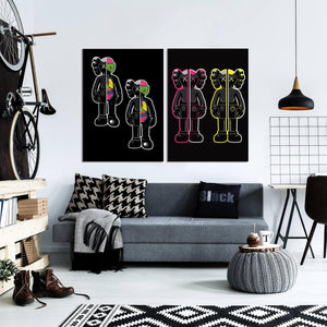 Pine Stretched  Framed 2 Panels - Kaws