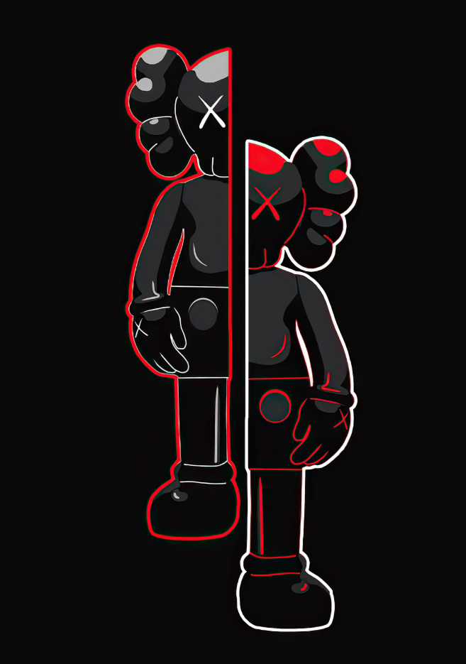 Pine Stretched  Framed 1 Panel - Kaws