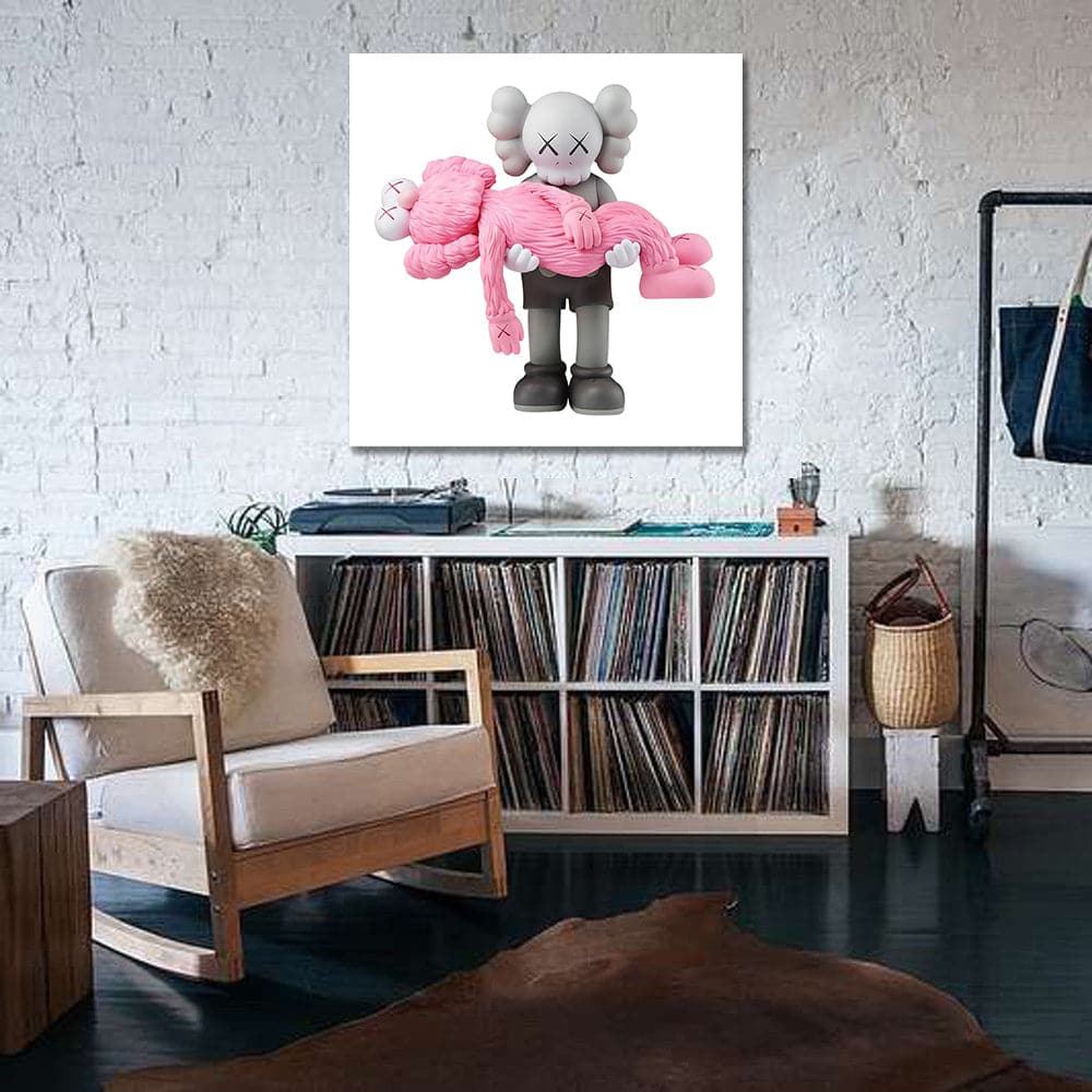 Pine Stretched  Framed 1 Panel - Kaws