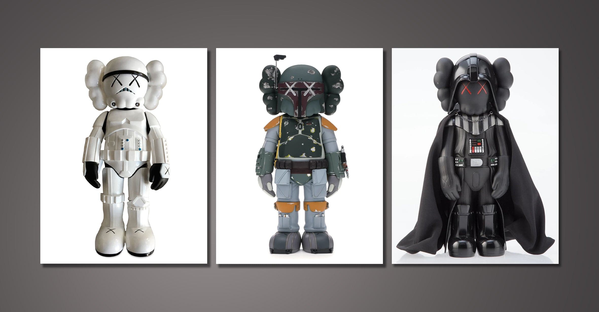 Pine Stretched  Framed 3 Panels - Kaws - Star Wars Edition
