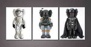 Pine Stretched  Framed 3 Panels - Kaws - Star Wars Edition