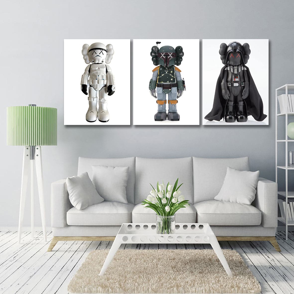 Pine Stretched  Framed 3 Panels - Kaws - Star Wars Edition