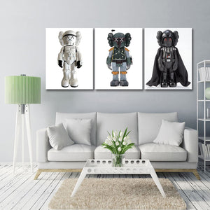 Pine Stretched  Framed 3 Panels - Kaws - Star Wars Edition