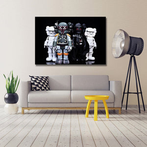 Pine Stretched  Framed 1 Panel - Kaws - Star Wars Version