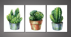 Pine Stretched  Framed 3 Panels - Cactus