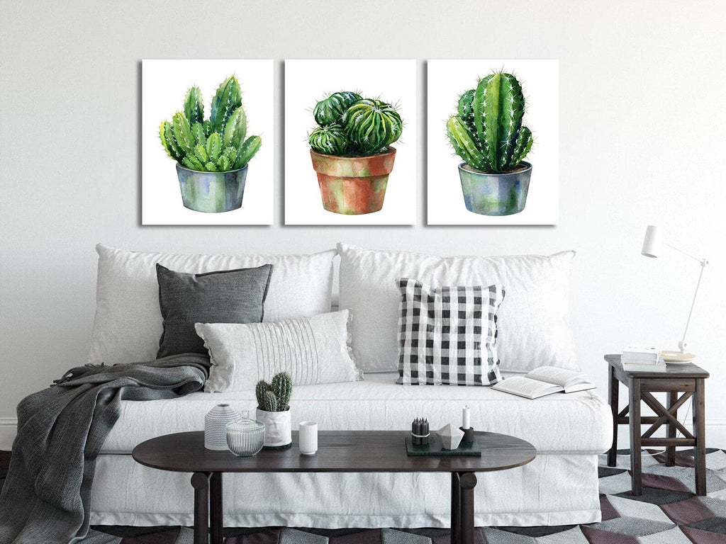 Pine Stretched  Framed 3 Panels - Cactus