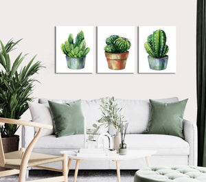Pine Stretched  Framed 3 Panels - Cactus