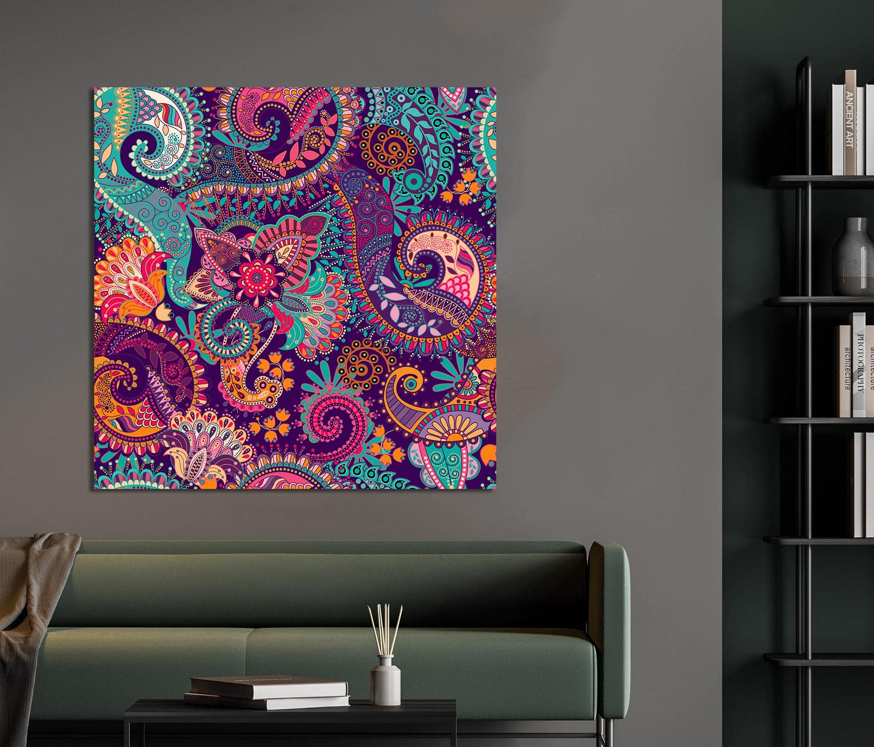 Framed 1 Panel - Paisley Seamless Pattern