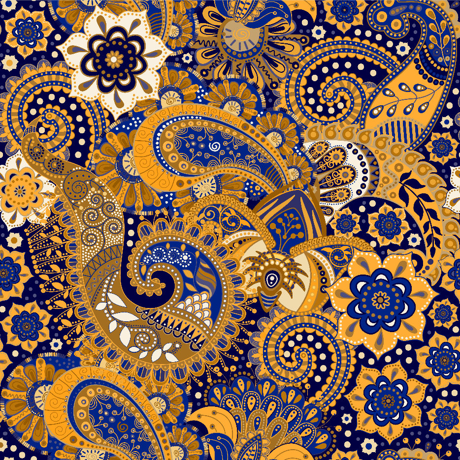 Framed 1 Panel - Paisley Seamless Pattern