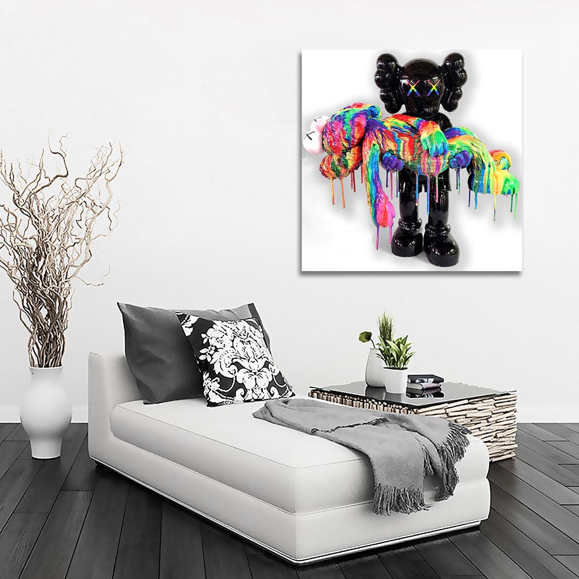 Pine Stretched  Framed 1 Panel - Kaws