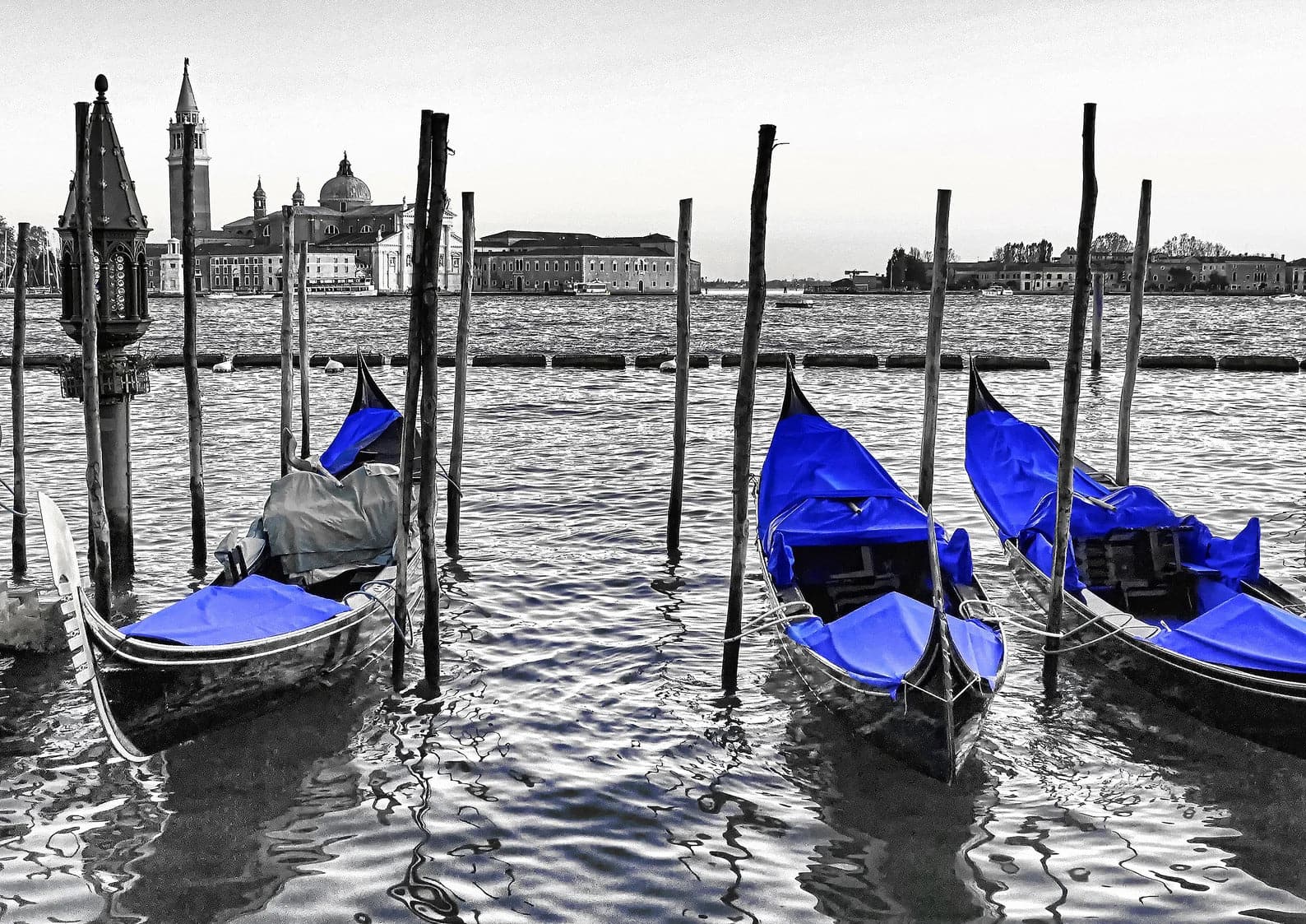 Pine Stretched  Framed 1 Panel - Italy Gondolas