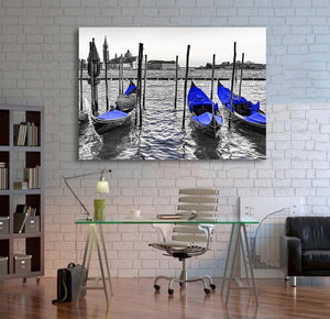 Pine Stretched  Framed 1 Panel - Italy Gondolas