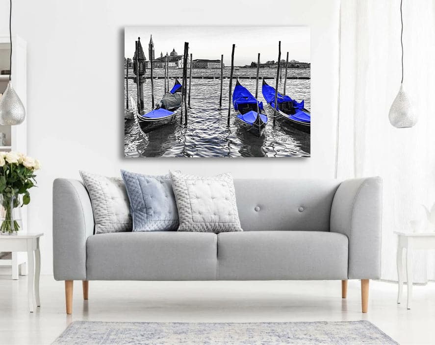 Pine Stretched  Framed 1 Panel - Italy Gondolas