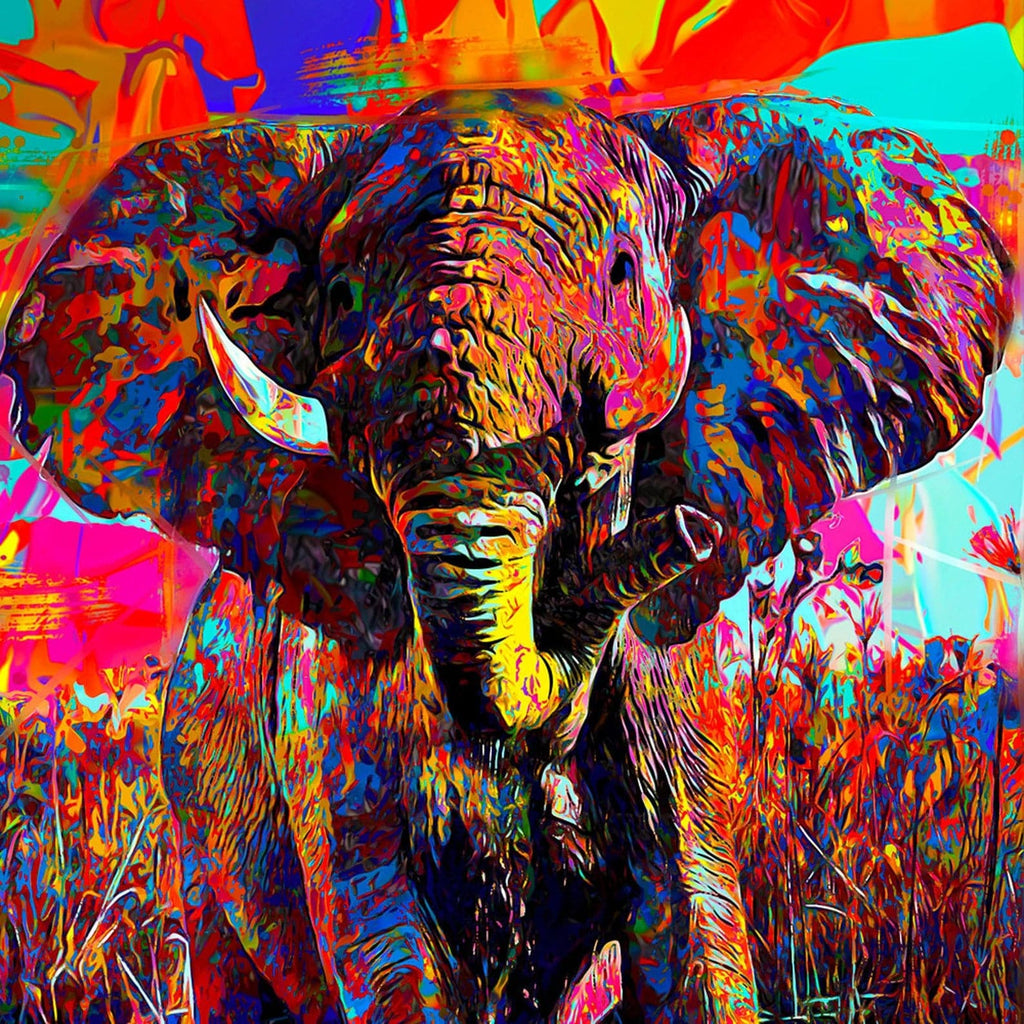 Pine Stretched  Framed 1 Panel - Elephant