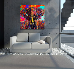 Pine Stretched  Framed 1 Panel - Elephant