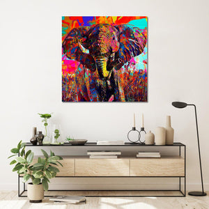 Pine Stretched  Framed 1 Panel - Elephant