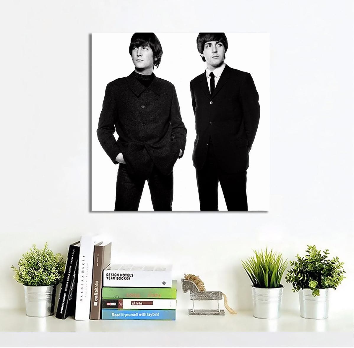 Pine Stretched  Framed 1 Panel - The Beatles John & Paul