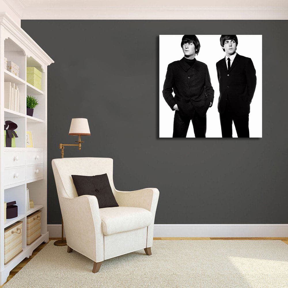 Pine Stretched  Framed 1 Panel - The Beatles John & Paul