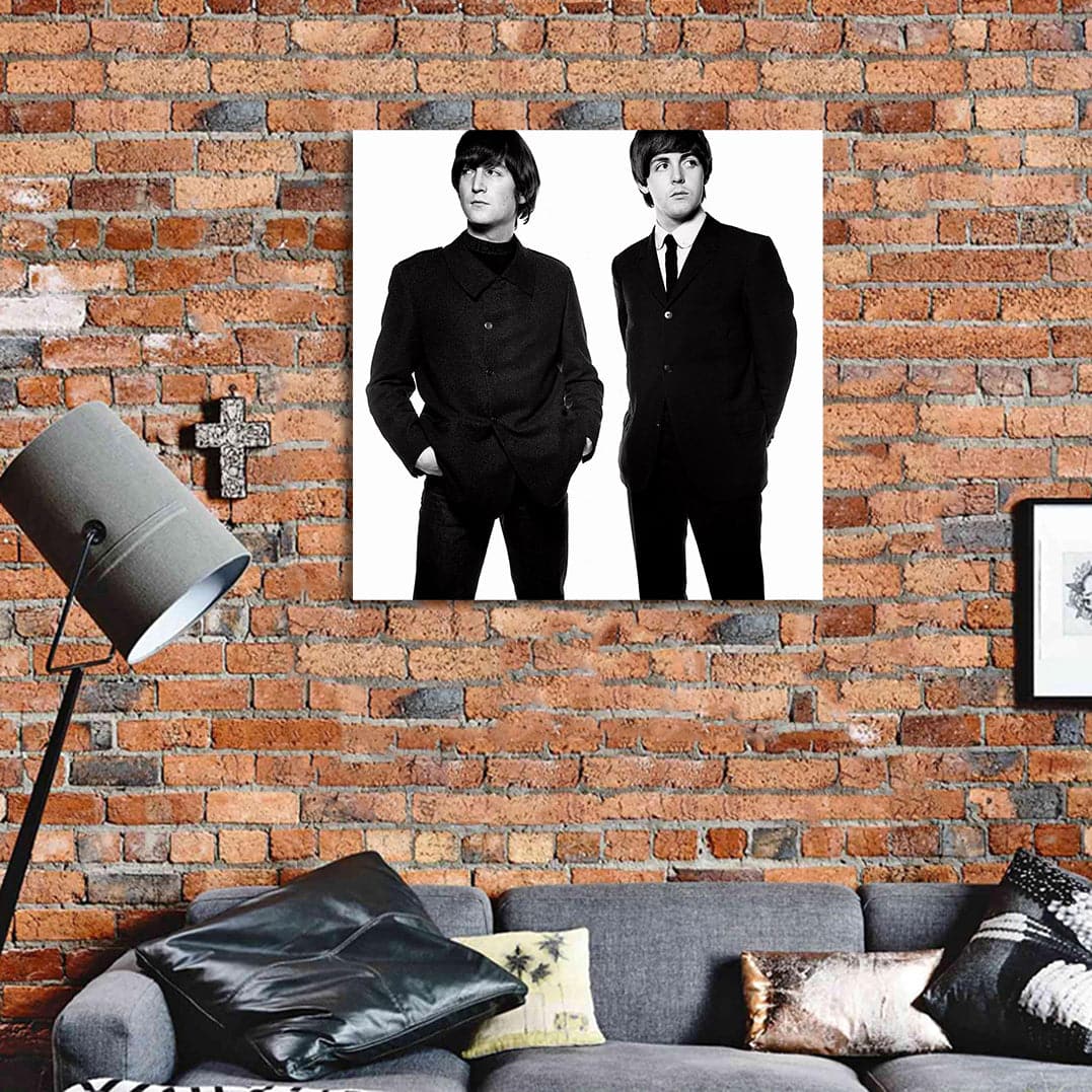 Pine Stretched  Framed 1 Panel - The Beatles John & Paul